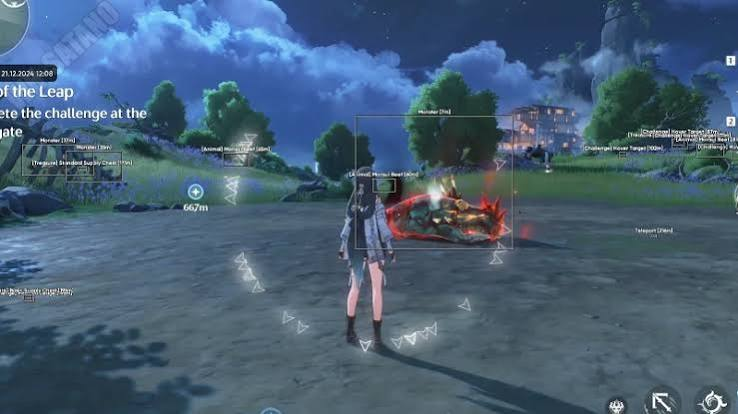 Combat ESP Wuthering Waves ESP combat view with enemy boxes and distances